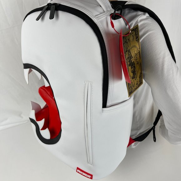 New Sprayground Scream Shark Art Piece White Backpack DLVX - Picture 3 of 11